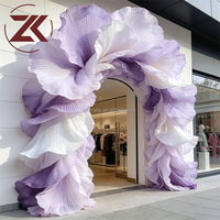 ZKAI Banquet fenêtre affichage Art Installation géant violet Organza fleur pour mariage entrée décoration