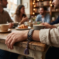Bracelet de Luxe Réglable pour Femmes, Tressé avec Pendentif Pompon, Tissu Tissé, Lettres Design, Mode Vente en Gros