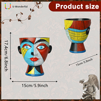 Großhandel Handbemalte Picasso Abstrakte Gesichts-Harzvase Menschlicher Kopf Skulptur Pflanzgefäß Desktop-Ornament Tisch-Blumendekoration