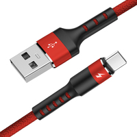 Kabel USB Type-C Jalinan Nilon Konektor Logam Pengisian Cepat 3A Konduktor Tembaga Murni Multi-Warna untuk Perangkat Printer