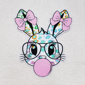 Patch en chenille thermocollant personnalisé pour Pâques, grand motif lapin de dessin animé écologique avec paillettes et sequins, pour vêtements - Product Image 2
