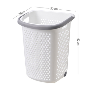 Large Rolling Plastic Laundry Hamper Dirty Clothes Storage Basket Organizer With Wheels