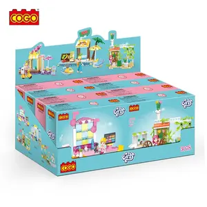 COGO 824pcs时尚迷你女孩8pcs街头场景积木套装组装积木拼图玩具