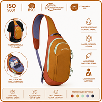Sac bandoulière en polyester recyclé avec compartiment principal à double fermeture éclair en U, poche avant en mesh, clip pour clés et bandoulière réglable