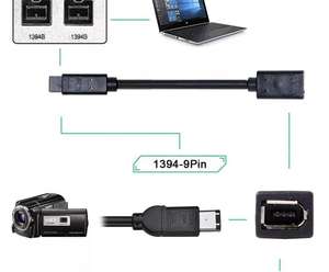 1pc Câble IEEE 1394 6 broches femelle vers 1394b 9 broches mâle <span class=keywords><strong>Firewire</strong></span> 400 à 800 Adaptateur - Product Image 5