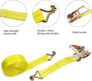 Дешевый 2-дюймовый Трещоточный ремень с двойным <span class=keywords><strong>J</strong></span>-образным крючком 10 футов 10 000 фунтов - Product Image 3