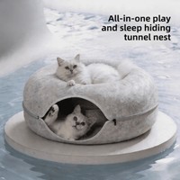 Nouveau Nid pour Chat Quatre Saisons Universel, Lit pour Chat en Forme de Donut Double Couche, Tunnel, Jouet pour Chat, Anti-adhérent aux Poils, Amovible, Solide, pour Intérieur