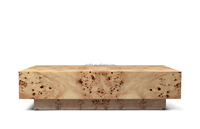 Meja Teh Minimalis Indoor untuk Rumah, Meja Tengah Persegi dari Kayu Poplar Burl untuk Ruangan