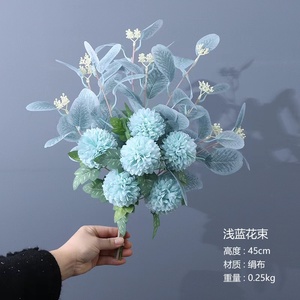 All'ingrosso decorazione per la casa eucalipto foglie di crisantemo fiori artificiali per la decorazione di nozze <span class=keywords><strong>Bouquet</strong></span> di fiori da sposa - Product Image 1