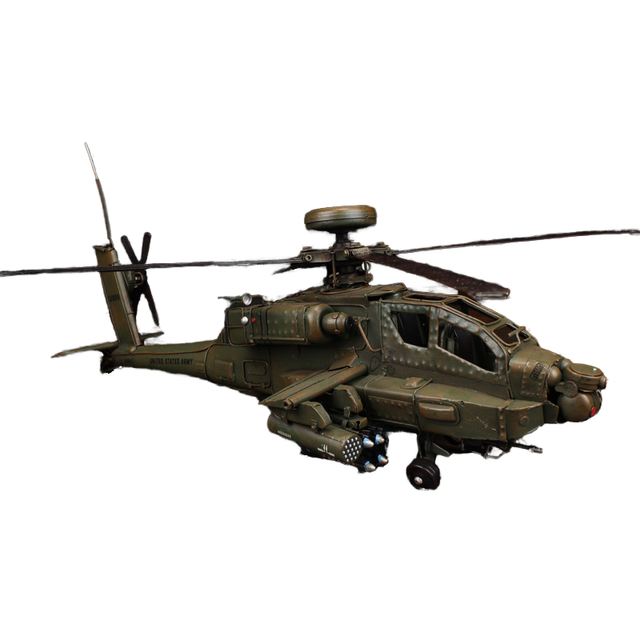 Antique Metal Aircraft Model Handmade Iron Helicopter Fighter 1976 Boeing AH-64 Apache 1:24-Scale Welded Offset Printed