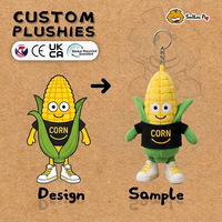 Nieuwe trend op maat gemaakte fruit knuffels met lage minimale bestelhoeveelheid, maïs knuffel sleutelhanger fabrikant fabriek promotionele op maat gemaakte knuffeldieren OEM
