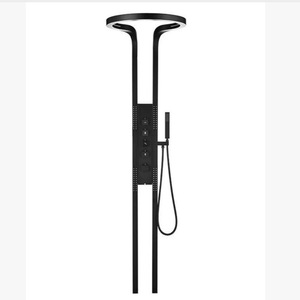 ชุดฝักบัวอัจฉริยะติดผนังแบบกันน้ำ รุ่น Water Droplet Sanitary Ware สีเทาเมทัลลิก หัวฝักบัวขนาดใหญ่ พร้อมหัวฉีดด้านบน สำหรับโรงแรมและห้องน้ำในบ้าน - Product Image 3