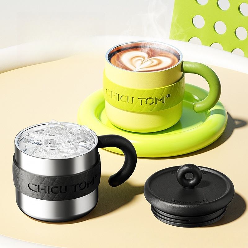 2026 New Tonneau Insulated Cup Stainless Steel Ceramic Coffee Mug with ...