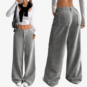 <span class=keywords><strong>Pantalon</strong></span> large <span class=keywords><strong>en</strong></span> velours côtelé Vêtements décontractés Poches avant et arrière Coupe ample Couleur unie Style de banlieue europé<span class=keywords><strong>en</strong></span> et américain - Product Image 1