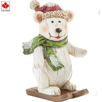 Vente chaude - Cadeau de Noël - Figurines d'animaux en résine rouge - Cerf et pingouin de Noël - Fabriquées à la main et peintes à la main - Décoration pour la maison