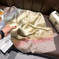 En gros, Grand foulard long en satin de soie à imprimé numérique printanier, motif floral vintage, foulard, hijab et châle pour femme