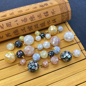 ลูกปัดทรงกลมเปลือกหอยโมเสก |   ห่วงสแตนเลสสตีลชุบทอง 18K PVD และลูกปัดฝังเปลือกหอยธรรมชาติสำหรับทำเครื่องประดับ - Product Image 4