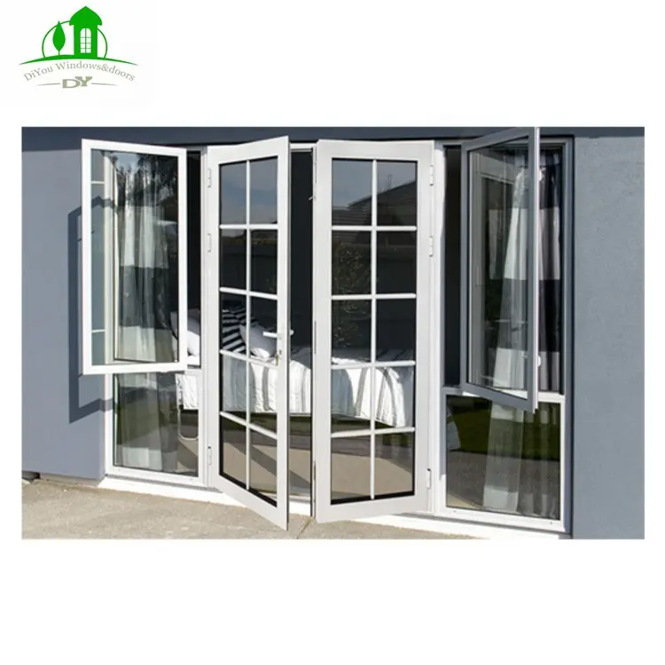 Grill Design Attach Exterior Entry Door Aluminum Interior Aluminum + Glass Single Glass/ Double Glass Swing Aluminum Alloy