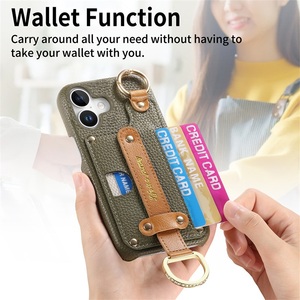 เคสหนังแบบกระเป๋าสตางค์พร้อมสายคล้องข้อมือสุดหรูสำหรับ <span class=keywords><strong>iPhone</strong></span> 17 16 15 14 13 11 Pro / 8 PLUS 13 12 MINI XR x ฝาหลังที่ใส่บัตร - Product Image 2