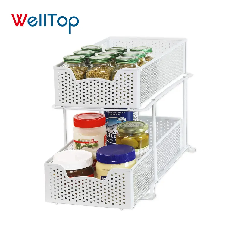 WTB-145 Metal Storage Rack Baskets Organizador De Escritorio Bathroom Cabinet Kitchen Multi-Purpose Under The Sink Organizer