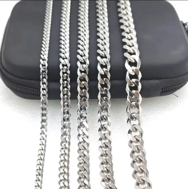 Wholesale Price Custom Man Chain 4MM 5MM 6MM 9MM Silver Solid Stainless Necklace Intricate Details For Sale