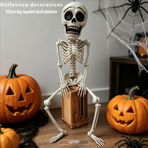 Teschio Gigante da 105 cm, Scheletro Decorativo di Halloween, Oggetto Horror con Articolazioni <span class=keywords><strong>Mobili</strong></span>, Decorazione per Casa Stregata - Product Image 1