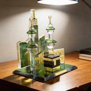 Kaaba and Saudi King Tower Crystal Glass Islamic Muslim Religious Souvenir Reusable Durable Home <b>Table</b> Decoration - Product Image 1