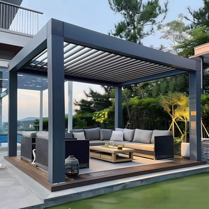 Pergola de jardin en aluminium de haute qualité, auvent pare-<span class=keywords><strong>soleil</strong></span> imperméable avec toit à lamelles, pergola extérieure 20x12 - Product Image 2