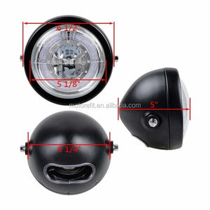 RTS 6 1/2 "Moto Rétro Noir Clair Lentille Phare Avec Halo Anneau pour Bobber <span class=keywords><strong>Cafe</strong></span> Racer Cruiser Vintage Style - Product Image 3