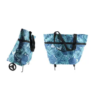 OEM/ODM पोर्टेबल विस्तार योग्य पहियों पर गुना ट्राली गाड़ी शॉपिंग तह बैग