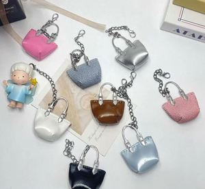 Mini Handbag Keychains Set Assorted Colors PU Leather Small Purse <b>Key</b> <b>Rings</b> Bag Charms Fashion Accessories for Women Gifts - Product Image 2