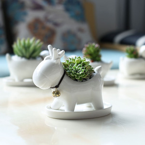 工場卸売 欧風セラミック多肉植物鉢 クリエイティブなオフィスデスクトップ クリスマスムース グリーン植物アニマルプランター - Product Image 5