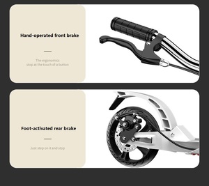 Scooter adulte pliable d'équitation robuste avec frein à disque et amortisseur Scooter de banlieue portable pour l'équitation urbaine - Product Image 5