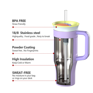 Logo personalizzato colore 2 in 1 coperchio 32oz 40oz acciaio inox sottovuoto caldo e freddo <span class=keywords><strong>tumbler</strong></span> con manico - Product Image 2