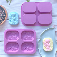 Leicht zu lösende 4-Loch Silikonform in Lila für Engel (Junge oder Mädchen) – Lebensmittelechte Fondant- und Seifenform zur Kuchendekoration