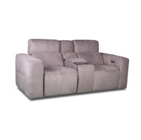 Canapé inclinable électrique 2 places en tissu microfibre, avec console centrale, chargeur sans fil et porte-gobelets