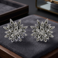 Pendientes de Plata 925 con Forma de Estrella Art Palace, con Cristales de Estrás, Chapados en Rodio, Joyería de Lujo para Mujer para Fiestas