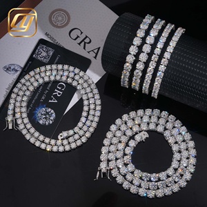 Collier Chaîne Tennis Classique en Argent S925 Plaqué Rhodium avec Moissanite Taille Ronde Brillante, Plusieurs Tailles Disponibles pour Femme, Expédition Rapide, Prêt à Expédier - Product Image 3