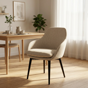 Silla de Comedor LOTUS de Diseño Moderno con Reposabrazos, Asiento de Espuma Suave, Patas de Metal Negro, Apta para Uso Residencial y Comercial - Product Image 1