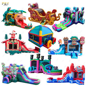 מתנפח מסחרי לקפיצה, מתקן קפיצה חיצוני למבוגרים, ורוד מיני לבן, טירה מתנפחת לילדים עם מגלשה - Product Image 1