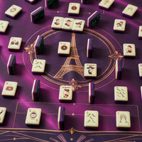 En stock : Ensemble de Mahjong américain thème Paris de qualité supérieure, 160 tuiles acryliques brillantes à 4 couches avec carte de jeu et emballage cadeau