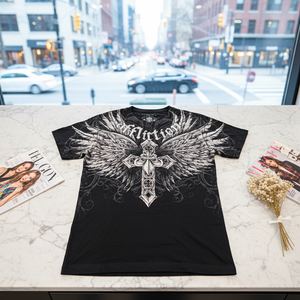 2000s <strong>Affliction</strong> Vintage Punk Hip Hop Graphic Print Oversized Men's T-shirt 180g 100% Cotton Short Sleeve Breathable - Product Image 4