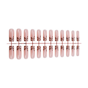 Europese en Amerikaanse lange waterpijp-stijl Franse luipaardprint strik 24 stuks polkadot opzetnagels met zelfklevende achterkant - Product Image 4