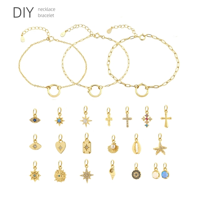 Fine Jewelry 925 Sterling Silver DIY Pendant Necklace for Women Versatile 18K Gold Plated Waterproof Jewelry Wholesale