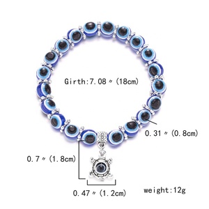 Braccialetto Elastico Fatto a Mano con Perline in Lega di Zinco Occhio Turco <span class=keywords><strong>Blu</strong></span> Portafortuna Gioielli per Donne Regalo per Feste Matrimoni Anniversari - Product Image 2