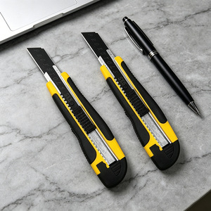 Utility Knife Stainless Steel Blade 10x1.8mm Yellow Handle Heavy Duty Cutter For Paper <b>Box</b> Art Craft Repair - Product Image 1