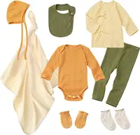 Özel organik pamuk bambu bebek giyim setleri yenidoğan kız giysileri bebek çift çocuk seti giysileri hediye seti kutusu bebek giysileri