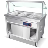 Table chauffante et isolante pour aliments Lyroe, autonome, commerciale, avec couvercle en verre pour l'isolation des cantines
