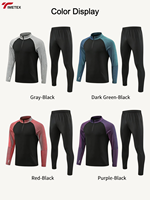 Survêtement de football personnalisé TIMETEX pour homme, à manches longues, demi-zip, séchage rapide, respirant, essentiel