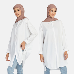 卸売<span class=keywords><strong>5XL</strong></span>プラスサイズドバイイスラム教徒女性ドレスアバヤチュニックトップス長袖カジュアル控えめなポリエステルシャツイスラム教徒のブラウス - Product Image 3